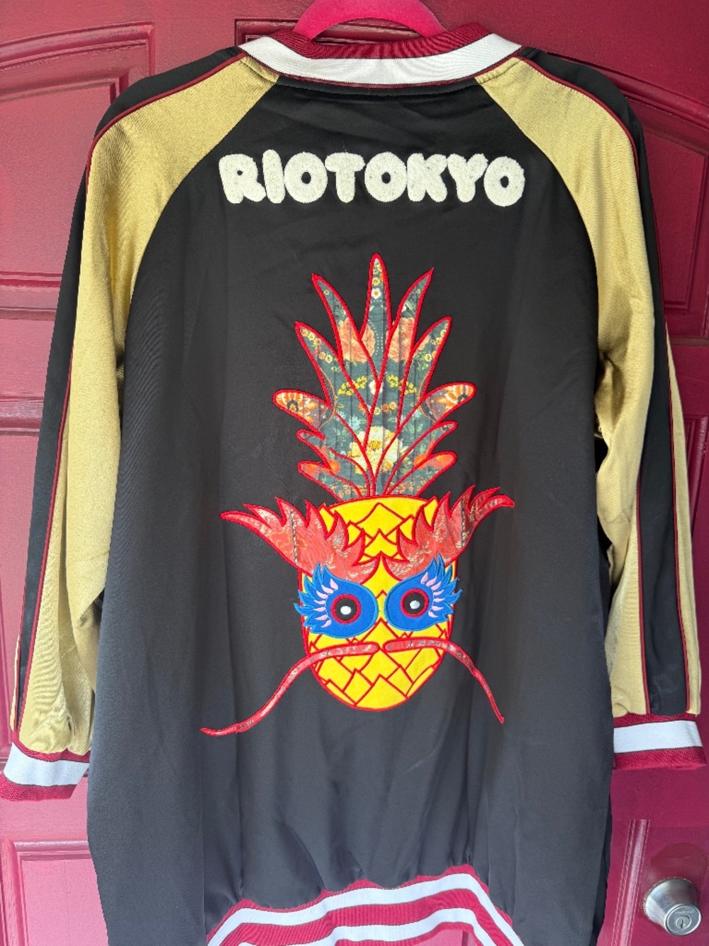 FARM RIO  Black and Gold Pineapple Embroidered Jacket